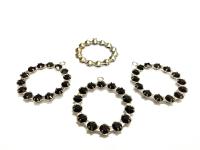 Vintage Swarovski Crystal in Jet Ring drops Silver plated Findings