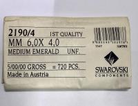 Swarovski Oval Cabochons Medium Emerald Unfoiled 6x4mm, 2190/4 Flat Back Glass Stones