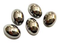 Swarovski 14x10 mm Vintage 2190 Jet Metallic Silver Unfoiled Flat Back Oval Cabochon Cabs