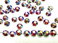 Vintage Swarovski Crystal Light Siam AB Rose Montees, 30ss Silver Plated Setting