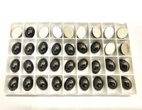 Swarovski 14x10 mm Vintage 2190 Jet Hematite Foiled Flat Back Oval Cabochon Cabs