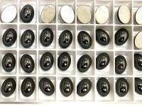 Swarovski 14x10 mm Vintage 2190 Jet Hematite Foiled Flat Back Oval Cabochon Cabs