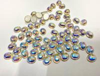 Swarovski 10x8 mm Vintage 2190 Crystal Aurore Boreale Foiled Flat Back Oval Cabochon Cabs
