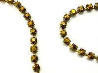 Metallic Aurum Gold 14pp Rhinestone Chain, Vintage Machine Cut, 2mm