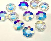 Vintage Swarovski Flower Rhinestones,  Crystal Aurore Boreale Unfoiled (14mm)