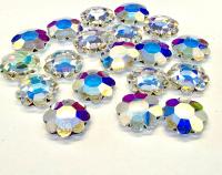 Vintage Swarovski Flower Rhinestones,  Crystal Aurore Boreale Unfoiled (14mm)