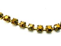 Metallic Aurum Gold 14pp Rhinestone Chain, Vintage Machine Cut, 2mm