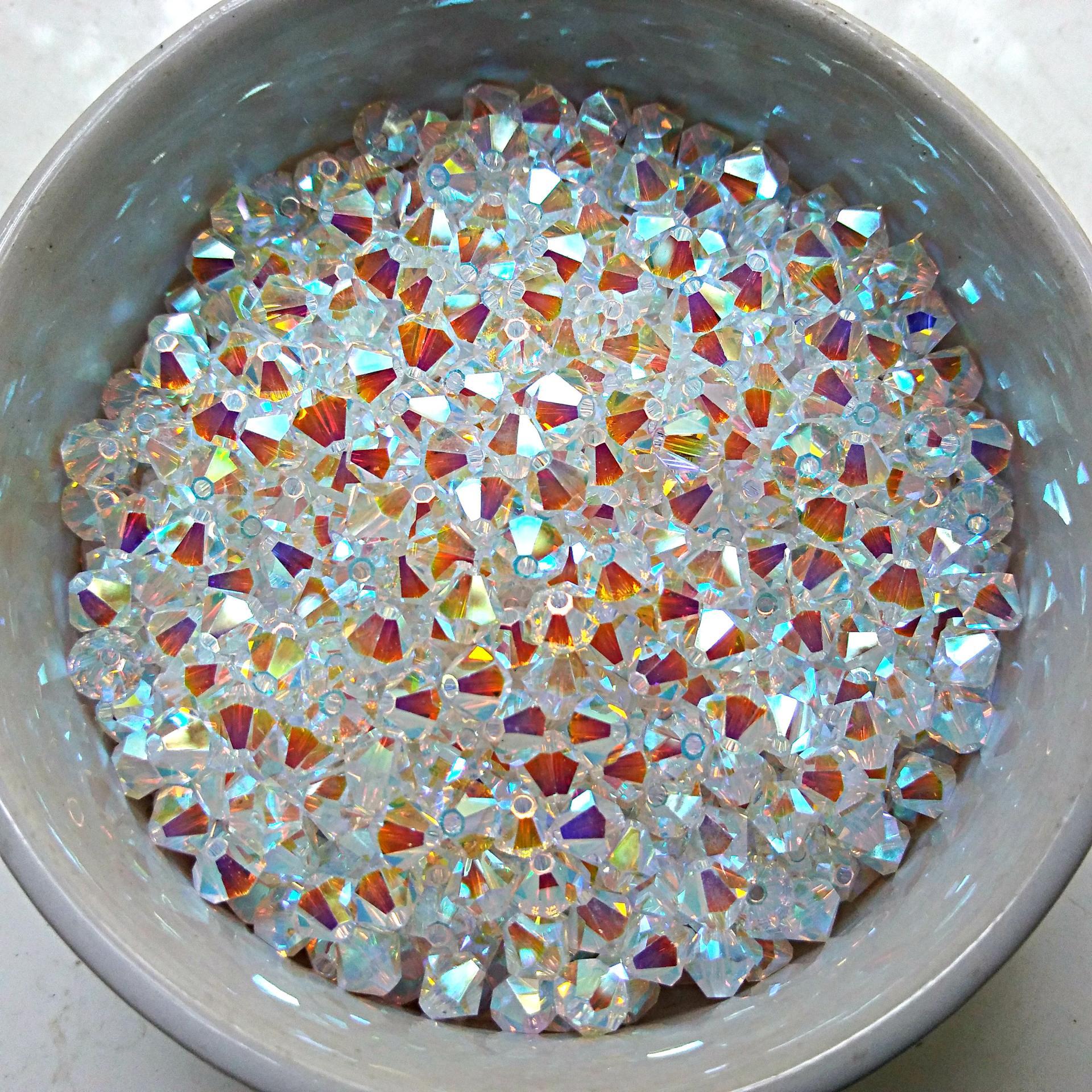 Swarovski (5mm) AB 2X FC Bicones rainbow beads 3600 Pieces jewelry making, couture embellishments