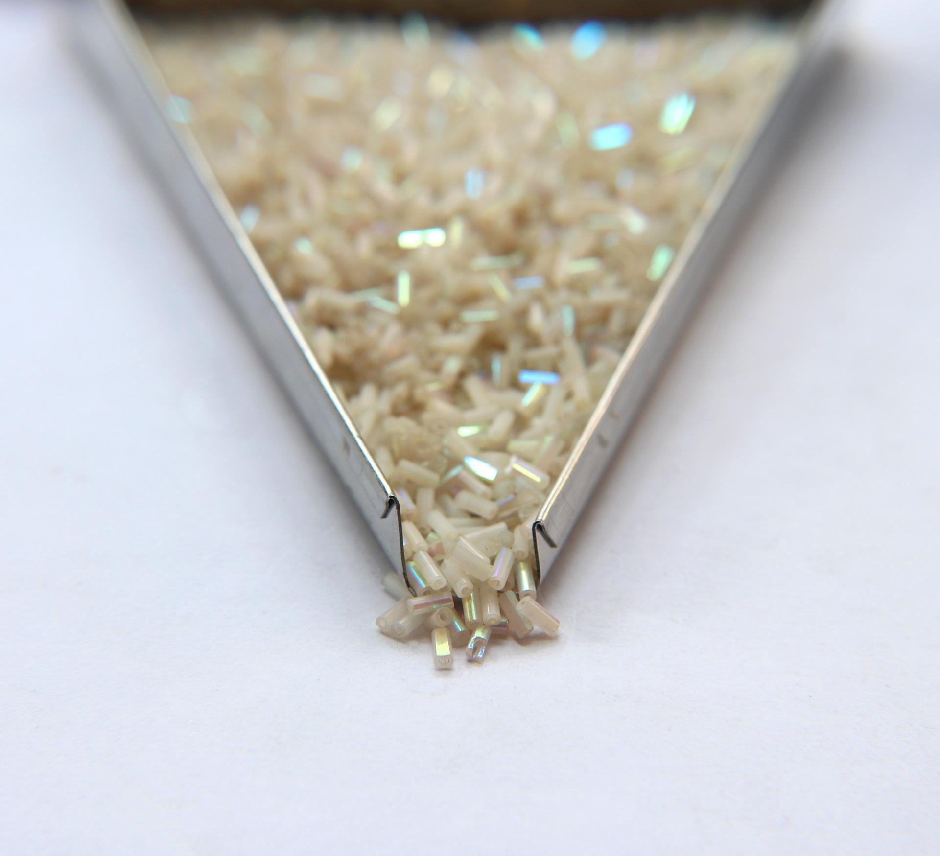 True Cuts Size 2 (2x4mm) Bugle Beads 5/10/20/50/250/500 Grams Patina White Opal Aurore Boreale loose tube beads