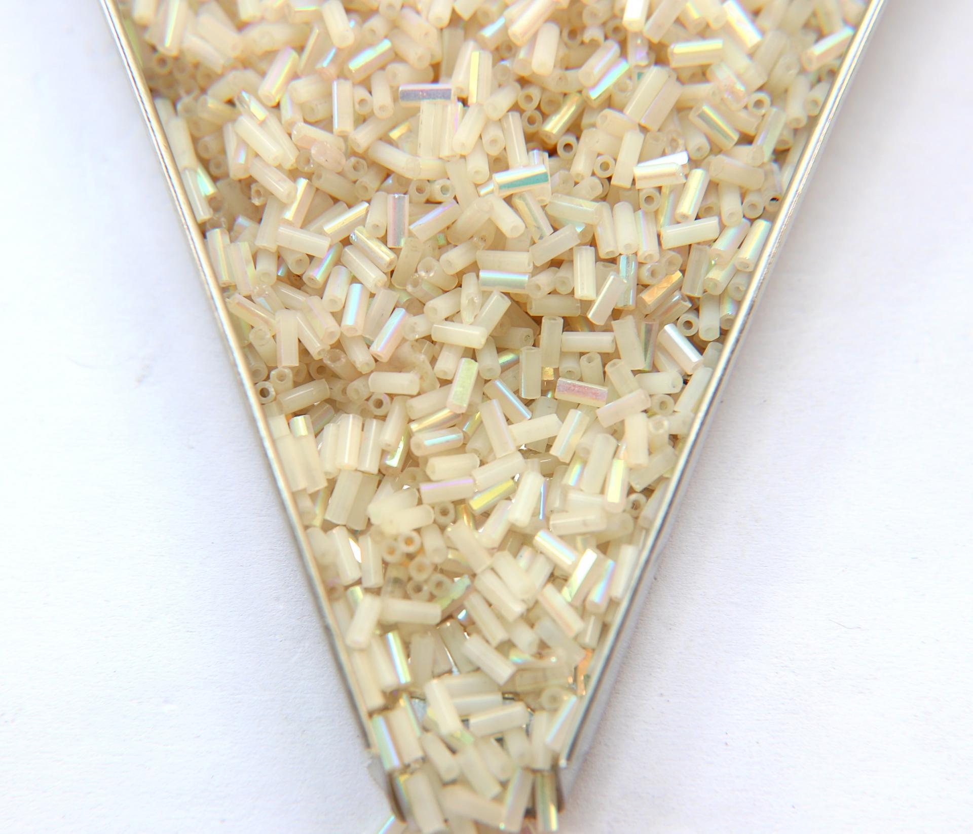 True Cuts Size 2 (2x4mm) Bugle Beads 5/10/20/50/250/500 Grams Patina White Opal Aurore Boreale loose tube beads