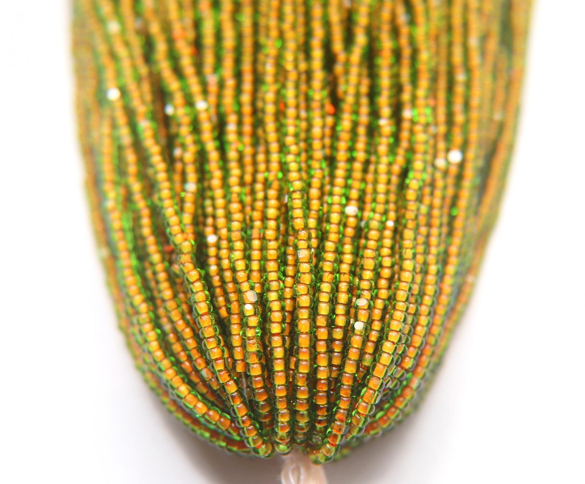 11/0 Hanks Charlotte Cut Beads Green Neon Orange Lined 1/5/25/50/100 Hanks 2.0mm jewellery NATIVE rare glass beads, jewelry supply,