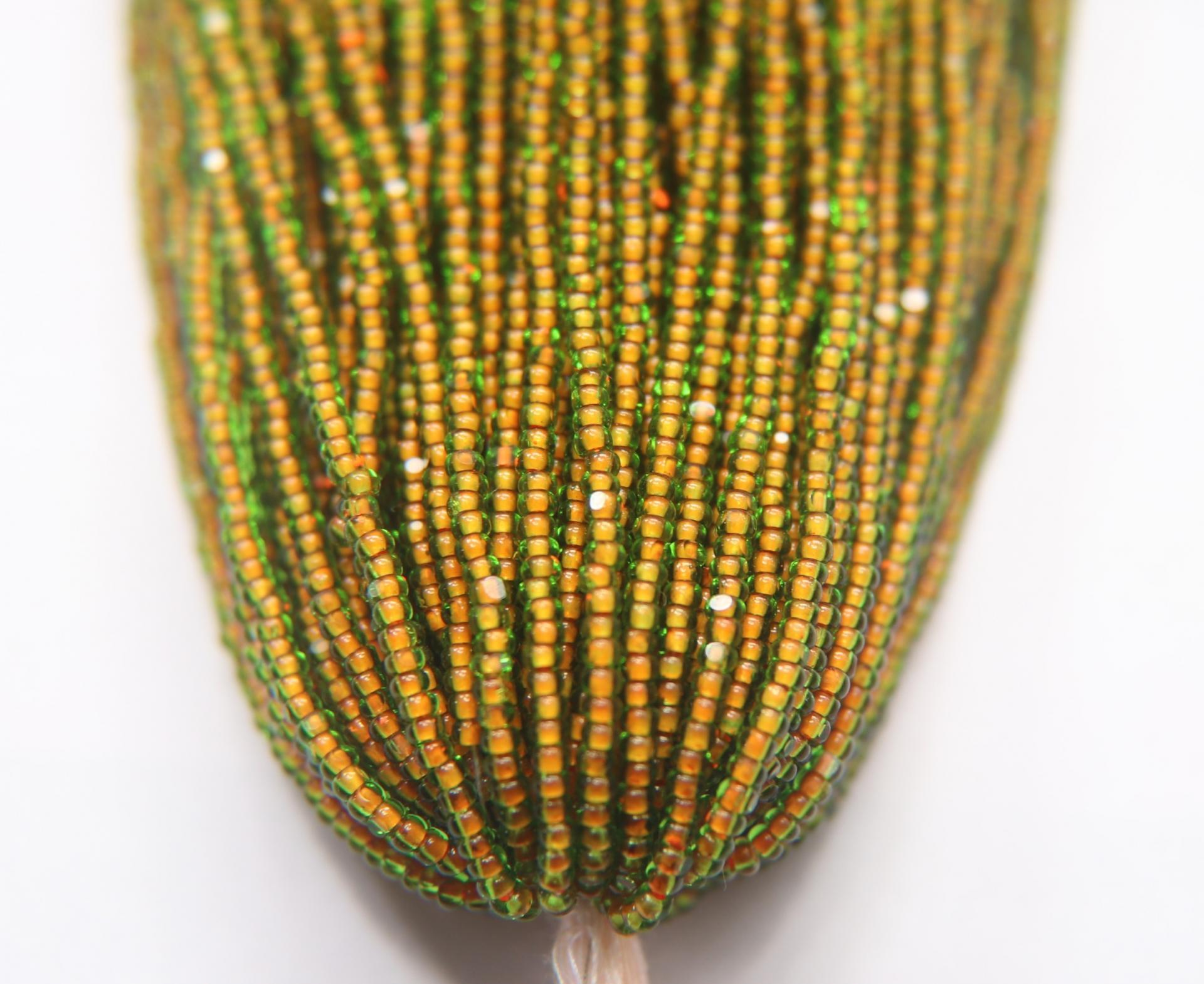 11/0 Hanks Charlotte Cut Beads Green Neon Orange Lined 1/5/25/50/100 Hanks 2.0mm jewellery NATIVE rare glass beads, jewelry supply,