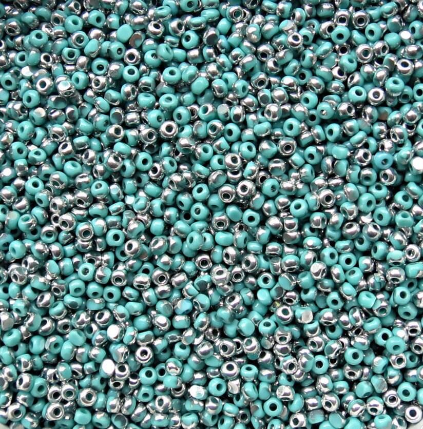 11/0 Charlotte true Cut Beads Patina Opaque Aqua Green Silver 10/20/50/250/500 Grams 1300 Pieces