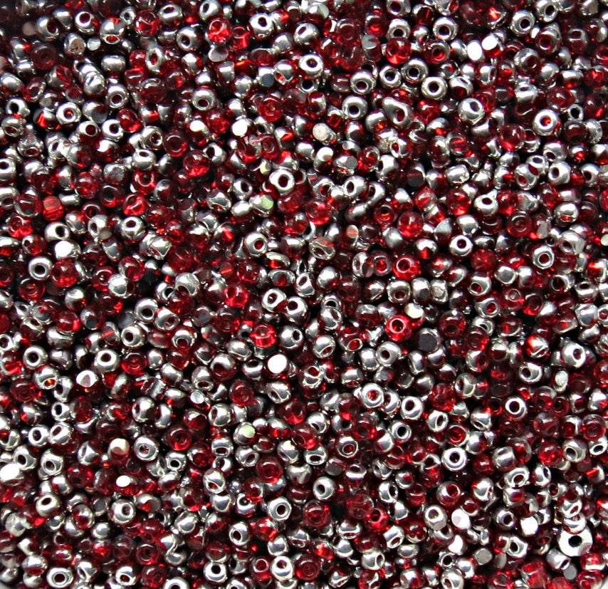 13/0 Charlotte Cut Beads Patina Transparent Light Siam Silver 5/10/20/50/250/500 Grams glass beads, jewelry supply, findings, craft supply
