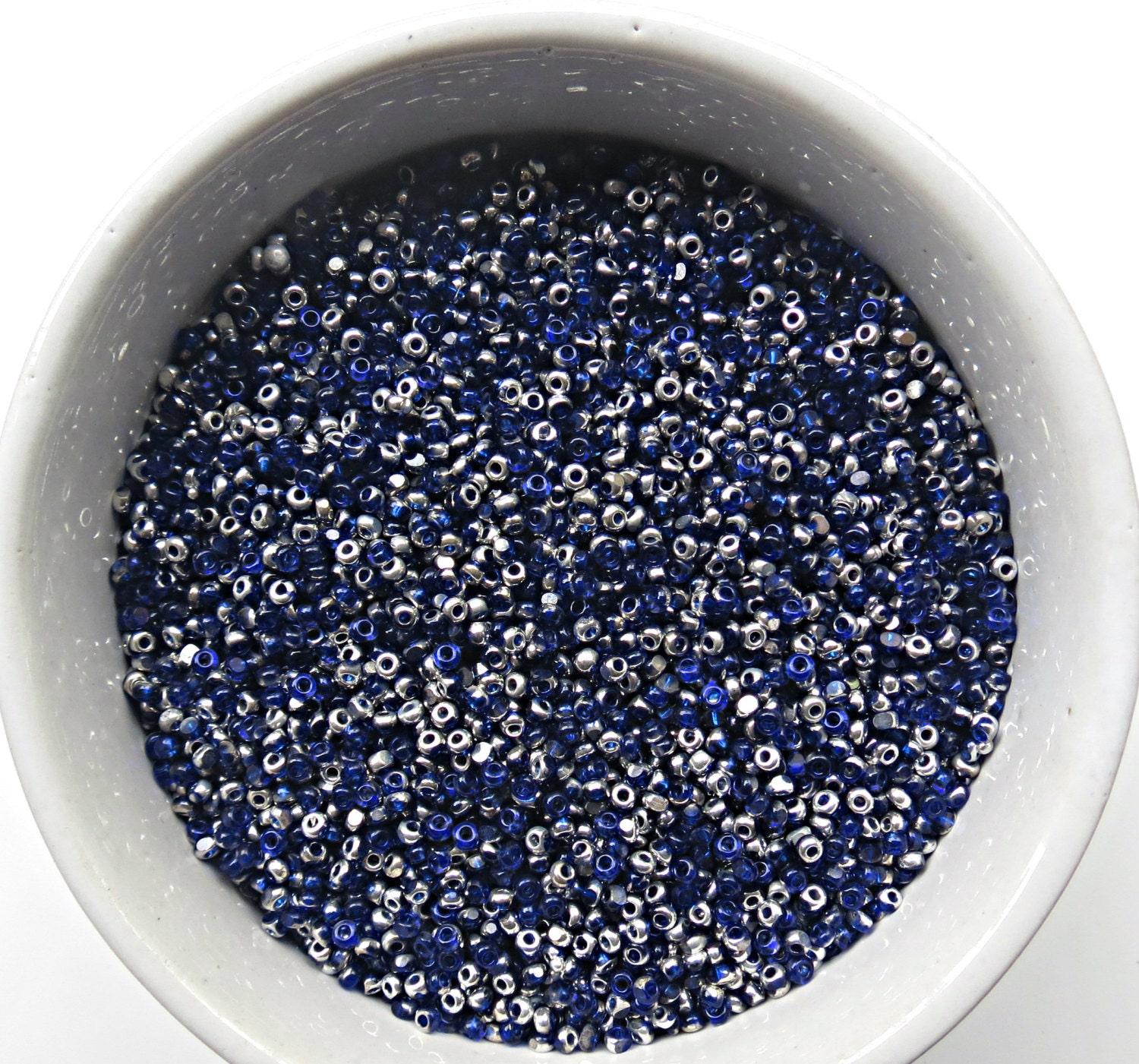 13/0 Charlotte Cut Beads Patina Transparent Royal Blue Silver 5/10/20/50/250/500 Grams glass beads, jewelry supply, findings, craft supply