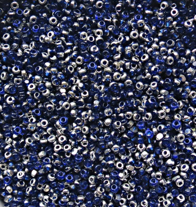 13/0 Charlotte Cut Beads Patina Transparent Royal Blue Silver 5/10/20/50/250/500 Grams glass beads, jewelry supply, findings, craft supply
