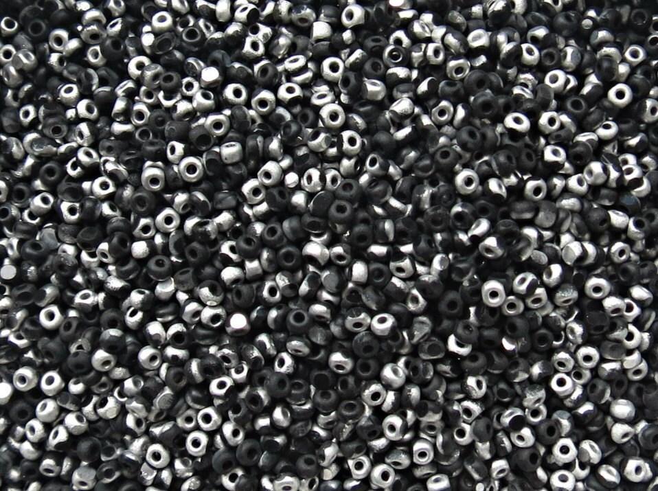 11/0 Charlotte true Cut Beads Patina Frosted Jet Black Silver 10/20/50/250/500 Grams 1300 Pieces loose beads, embroidery materials, vintage
