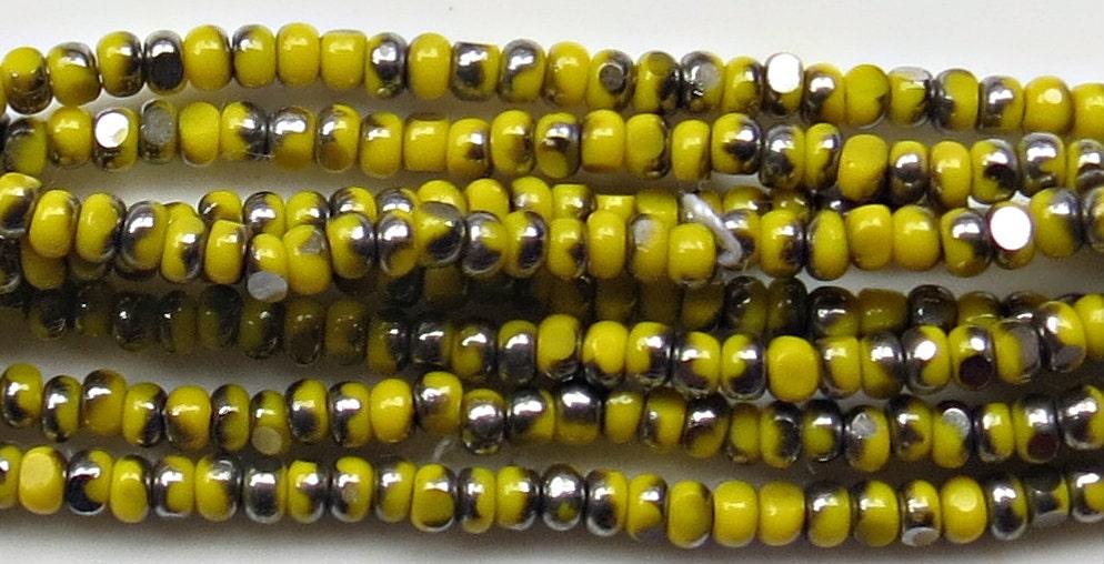 13/0 Charlotte Cut Beads Patina Opaque Yellow Gun Metal 5/10/20/50/250/500 Grams glass beads, jewelry supply, findings, craft supply, rare