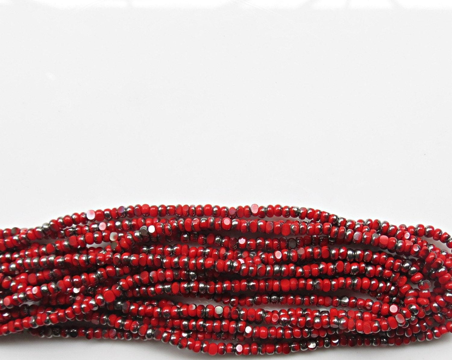 13/0 Charlotte Cut Beads Patina Light Red Opaque Gun Metal 5/10/20/50/250/500 Grams craft supplies, jewelry making, embroidery materials