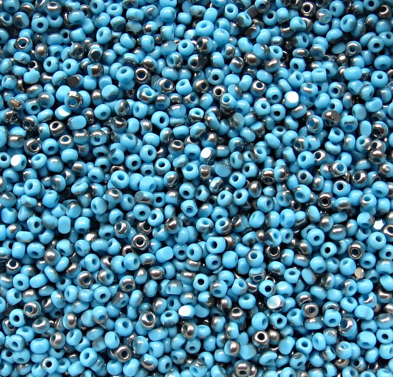 11/0 Charlotte Cut Beads Patina Opaque Turquoise Gun Metal 10/20/50/250/500 Grams premium seed beads, vintage findings, two tone beads