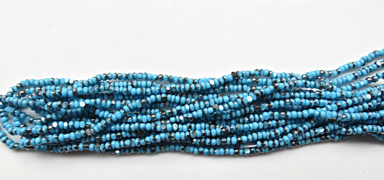 11/0 Charlotte Cut Beads Patina Opaque Turquoise Gun Metal 10/20/50/250/500 Grams premium seed beads, vintage findings, two tone beads