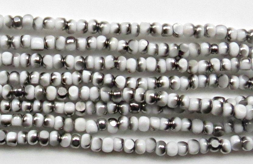 8/0 Charlotte Cut Beads Patina Opaque Chalk White Gunmetal 10/20/50/250/500 Grams glass beads, jewelry supply, vintage findings craft supply