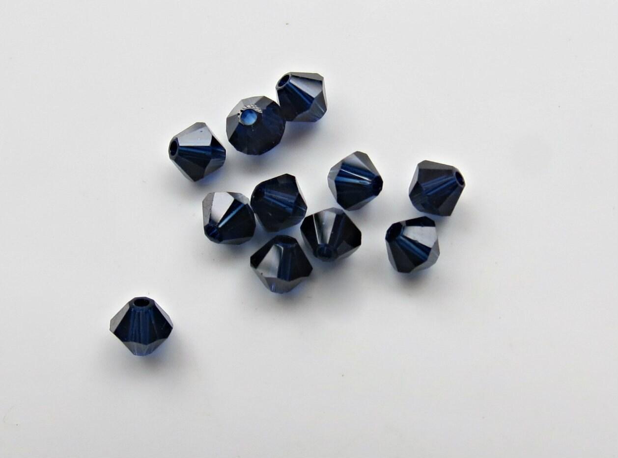 6MM Dark Indigo Swarovski Bicone Beads 12/36/72/144/288 Pieces (288) Low Shipping, jewelry supplies, vintage findings, embroidery materials