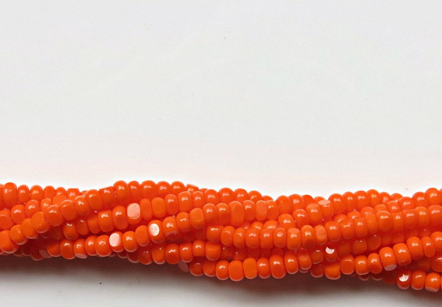 13/0 Charlotte Cut Beads 1.6 MM Orange Opaque 5/10/20/50/250/500 Grams craft supplies, jewelry making, embroidery materials, vintage beads