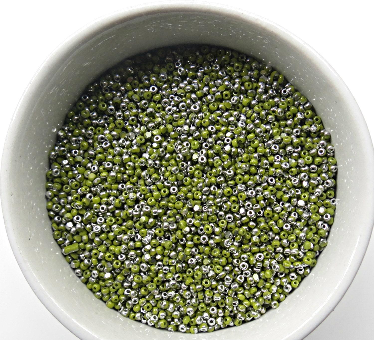 11/0 Charlotte true Cut Beads Patina Opaque Olivine Silver 10/20/50/250/500 Grams loose beads, embroidery materials, vintage findings