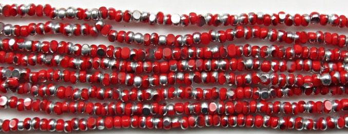 13/0 Charlotte Cut Beads Patina Light Red Opaque Silver 5/10/20/50/250/500 Grams glass beads, jewelry craft, findings, craft supply, vintage