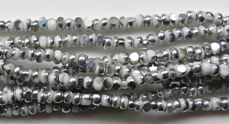 13/0 Charlotte Cut Beads Patina Opaque Chalk White Silver 5/10/20/50/250/500 Grams craft supplies, jewelry making, embroidery materials