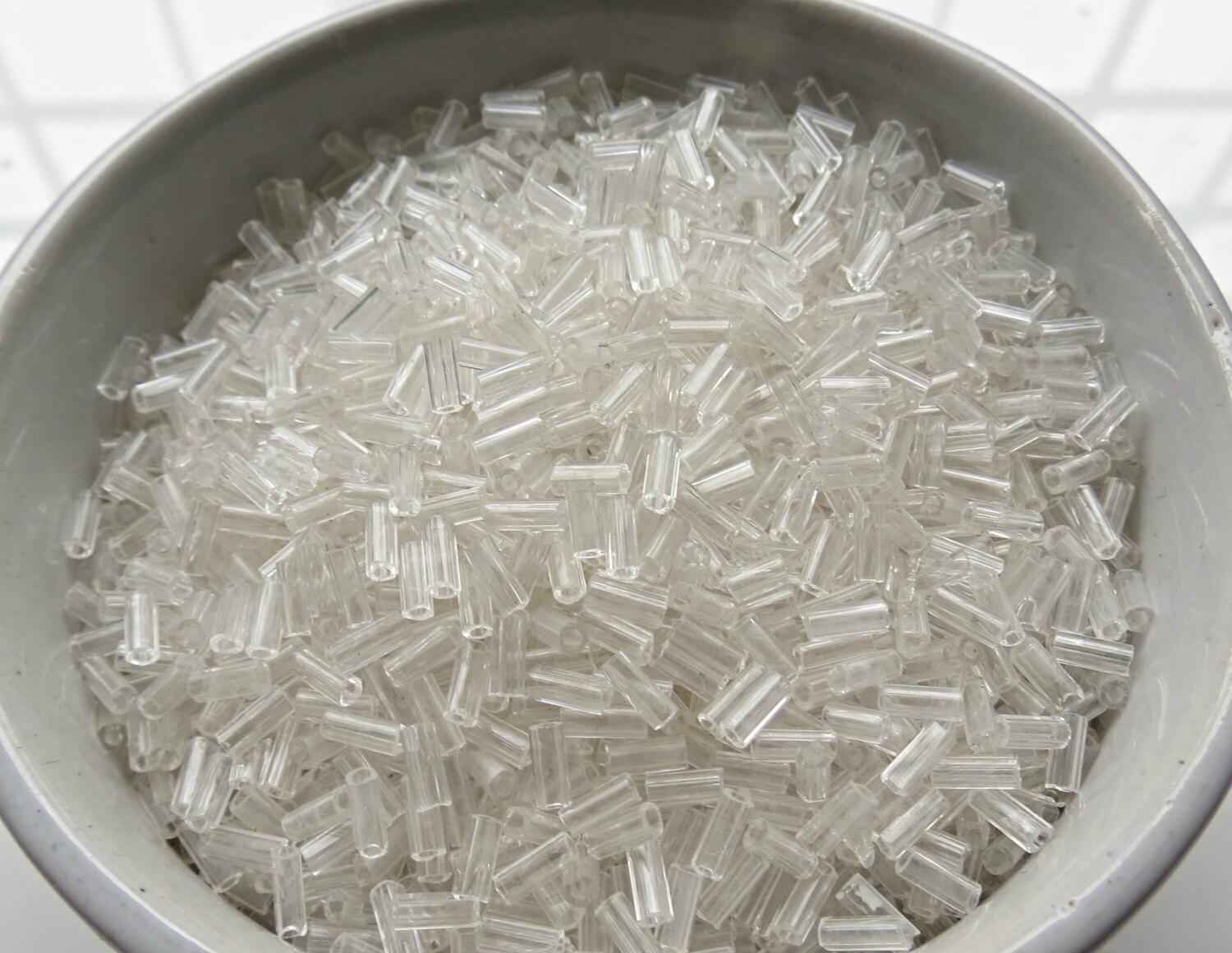 True Cuts Size 2 (2x4mm) Bugle Beads 5/10/20/50/250/500 Grams Crystal 00050 Preciosa Ornella loose tube beads, embroidery materials