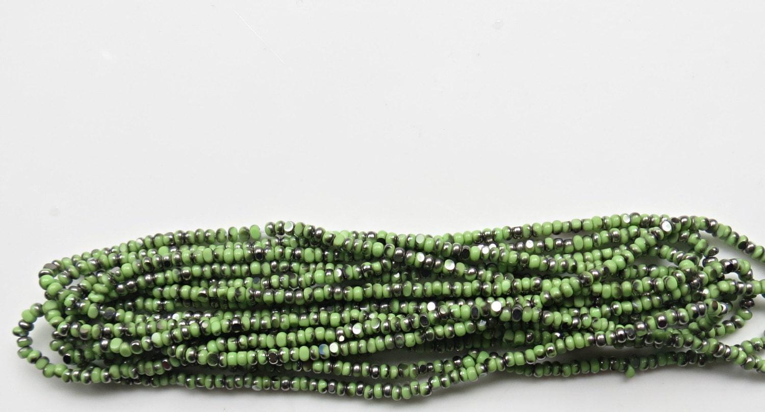 11/0 Charlotte Cut Beads Patina Opaque Light Green Gun Metal 10/20/50/250/500 Grams rare vinatge beads, shaded beads, two tone rare beads