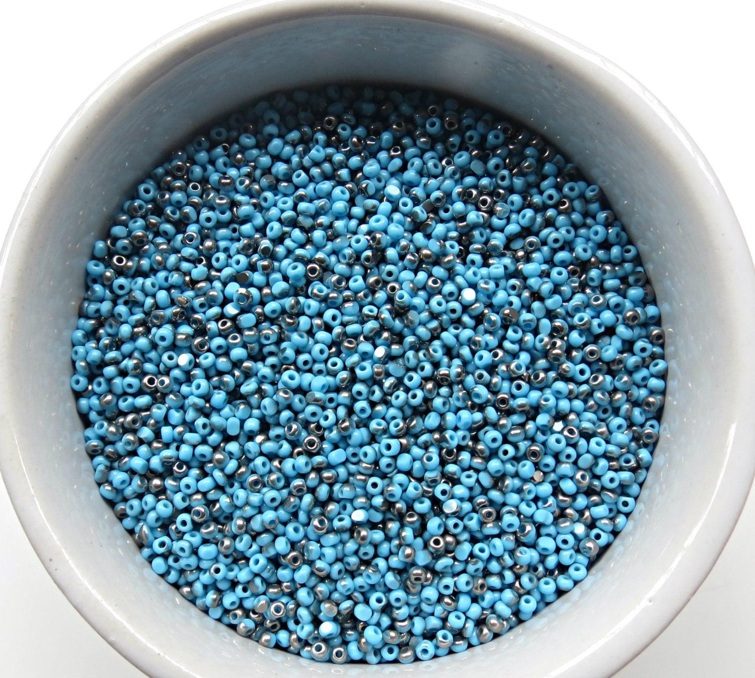 11/0 Charlotte Cut Beads Patina Opaque Turquoise Gun Metal 10/20/50/250/500 Grams premium seed beads, vintage findings, two tone beads