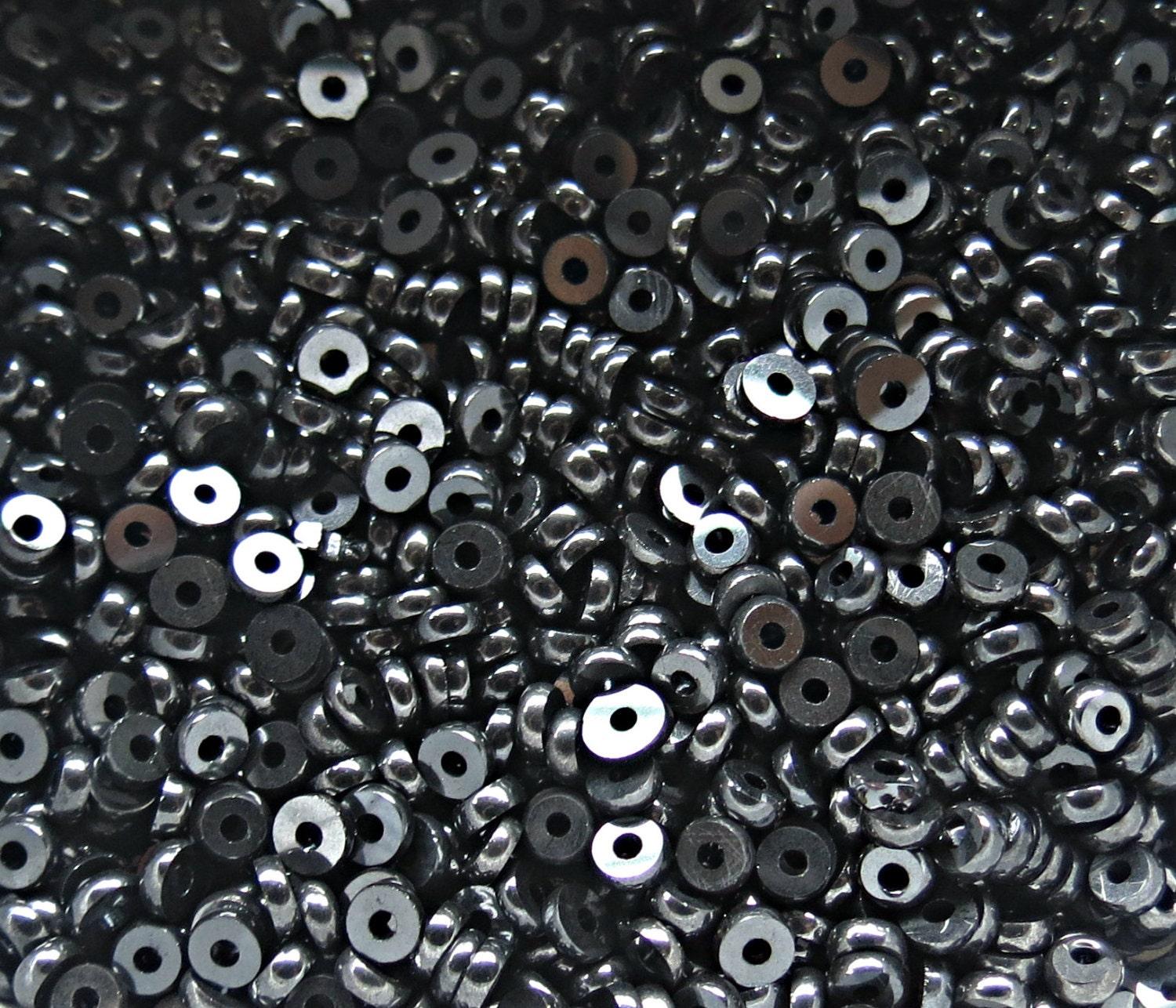 3MM Glass Sequins High Glaze Jet Hematite 5/10/20 Grams