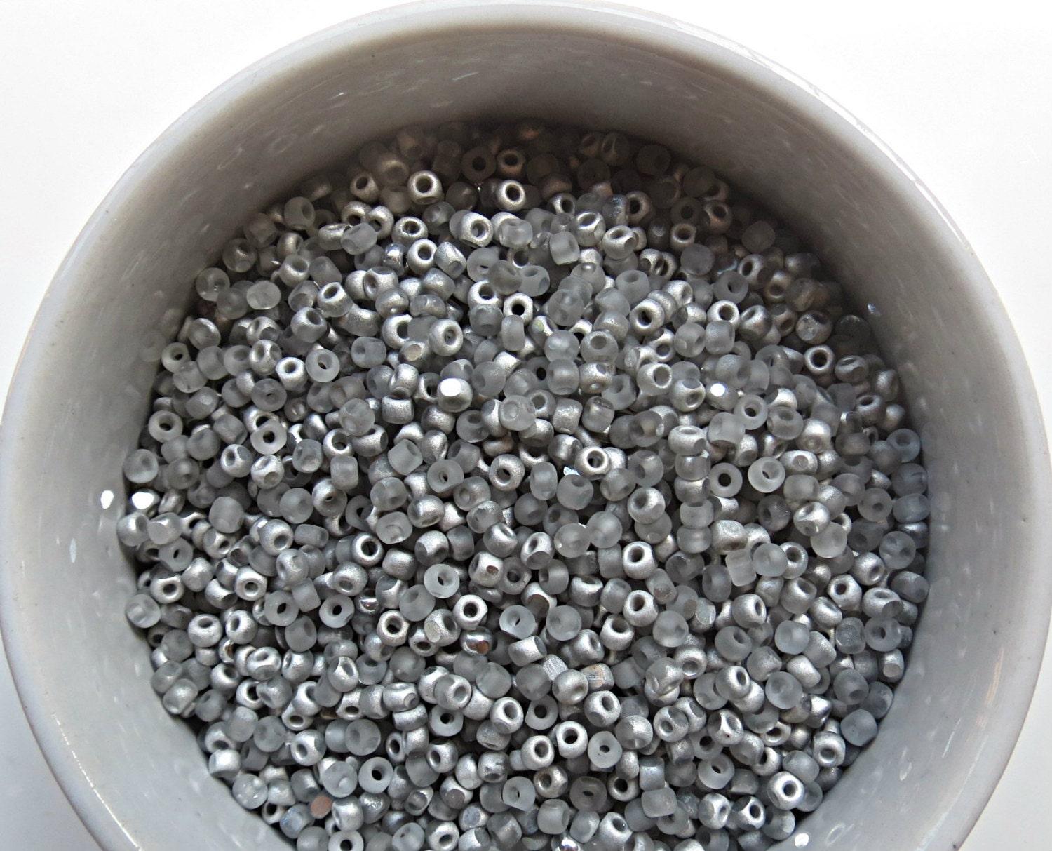 8/0 Charlotte Cut Beads Crystal Frosted Metallic Silver 10/20/50/250/500 Grams glass beads, jewelry supply, vintage findings, craft supply