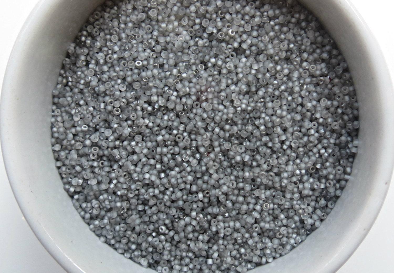 13/0 Seed Beads Crystal Frosted Gunmetal 1.6 MM 20/50/100/200/500 Grams glass beads, jewelry supply, vintage findings, craft supply
