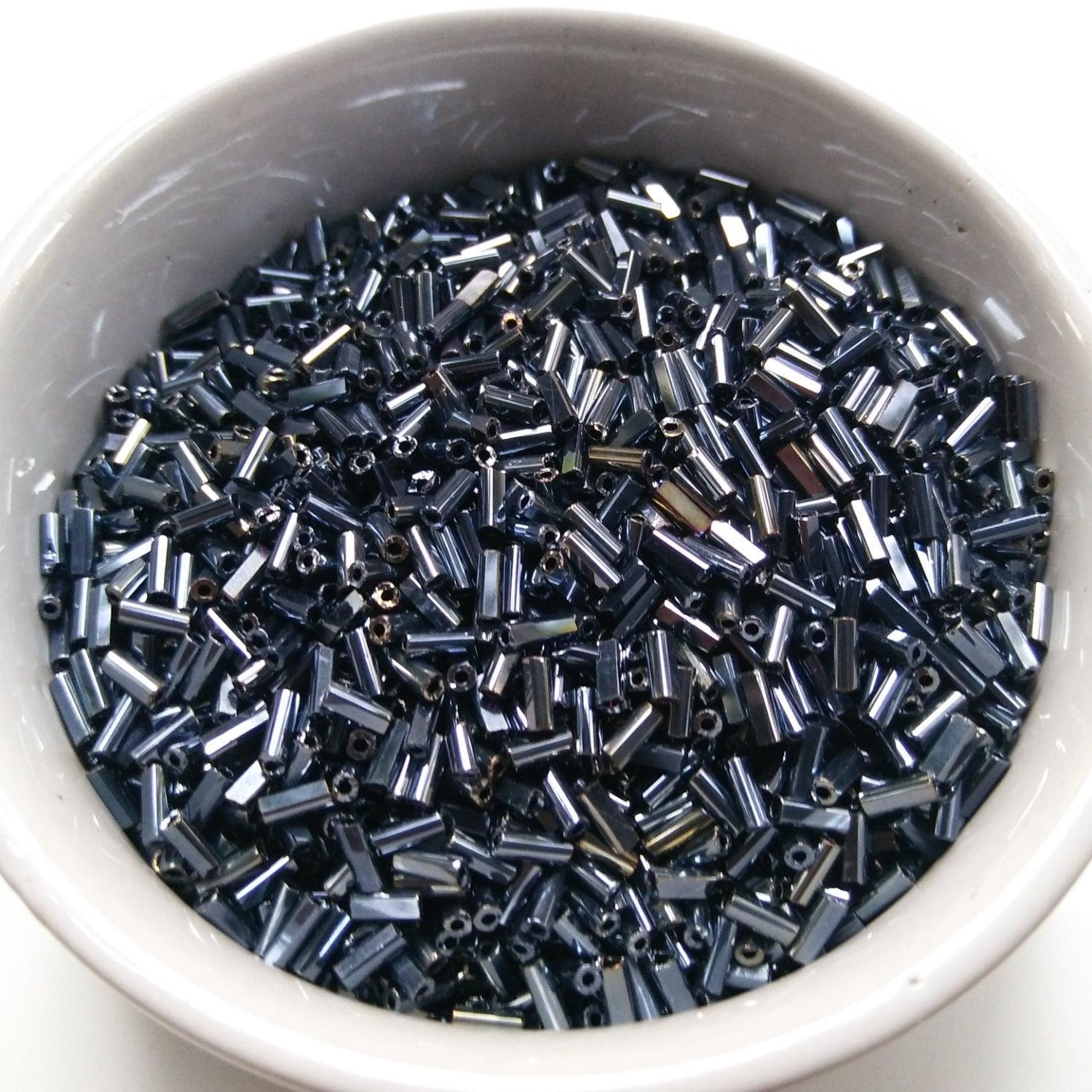 True Cuts Size 2 (2x4mm) Bugle Beads 5/10/20/50/250/500 Grams Metallic Blue Preciosa Ornella loose tube beads, embroidery materials, craft