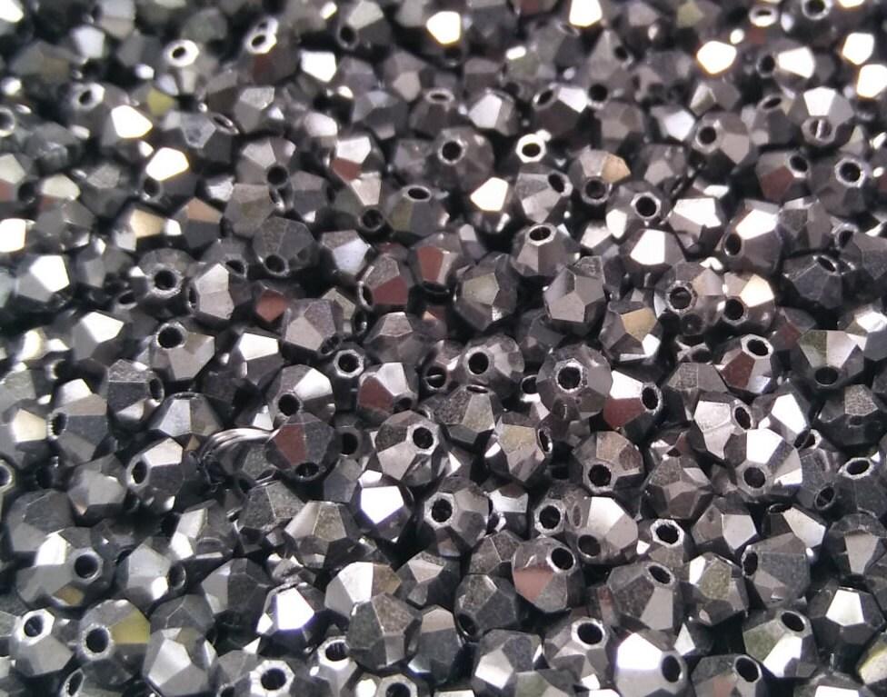 Swarovski Bicone (4mm) Metallic Gunmetal FC 2X crystal Beads 36/72/144/432/720 Pieces embroidery materials / couture embellishments