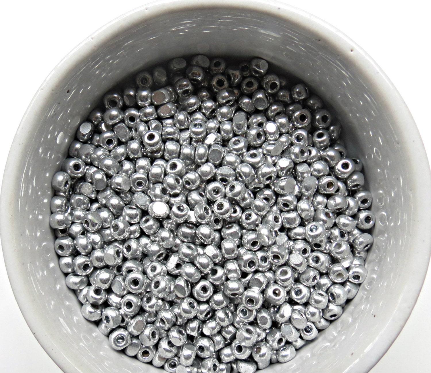 6/0 Charlotte Cut Beads Metallic Aluminium Silver 10/20/50/250/500 Grams glass beads, jewelry supply, vintage findings, craft supply