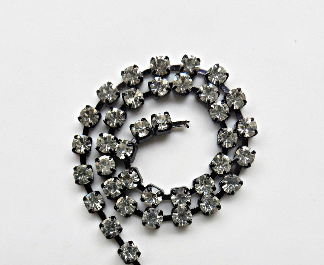 12SS Rhinestone Chain Vintage Machine cut Crystal Plated 3mm embroidery materials craft vintage findings, lace, strass chains, embellishment