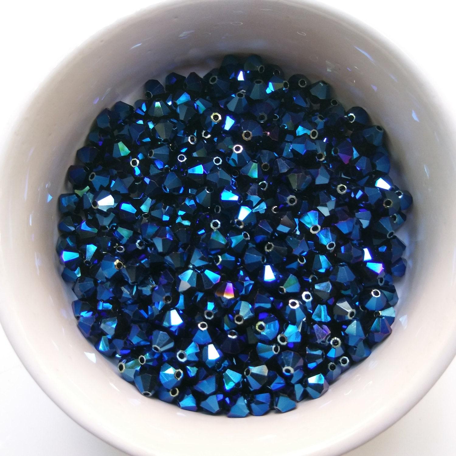 4/6mm Crystal Metallic Blue Swarovski Bicone Cuts 20 Gross / 50 Gross Pieces rare beads