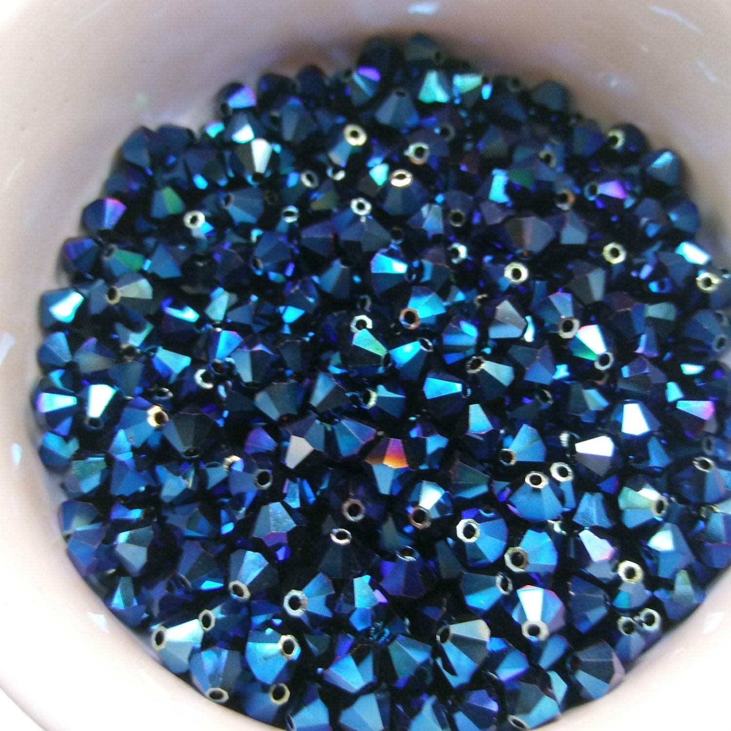 5mm Crystal Metallic Blue Swarovski Bicone beads Cuts 12/36/72/144/432/720 Pieces embroidery materials craft vintage findings embellishments