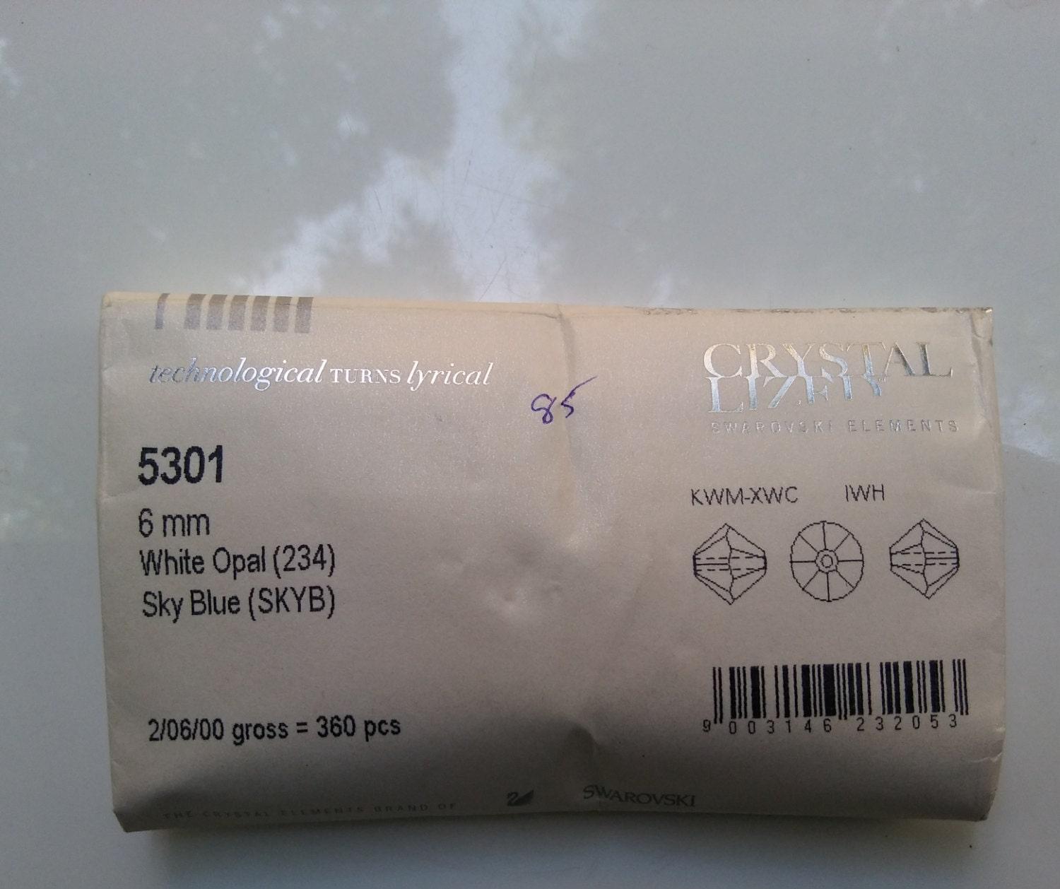 4/6mm White Opal Sky Blue Swarovski Bicone Cuts 20 Gross (2880 Pieces) Rare findings, jewelry making, craft supplies, embellishment