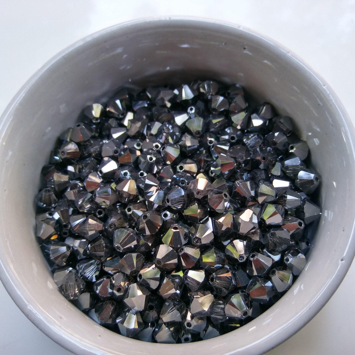 6mm Crystal Silver Night Bicone Beads Cuts 20 Gross (2880 Pieces) embroidery materials, craft vintage findings, rare embellishments