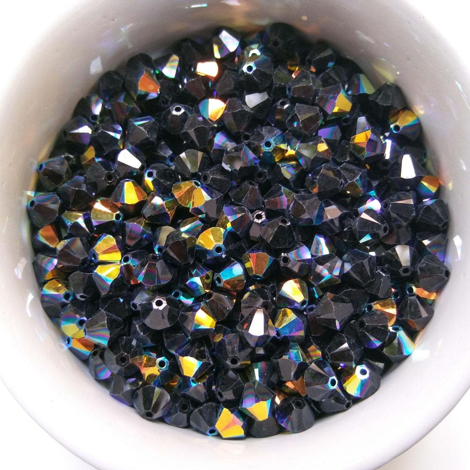 6/8 MM Jet Aurore Boreale Swarovski Bicone 16 Cuts 6/12/24/36/72/144/288 Pieces (280)