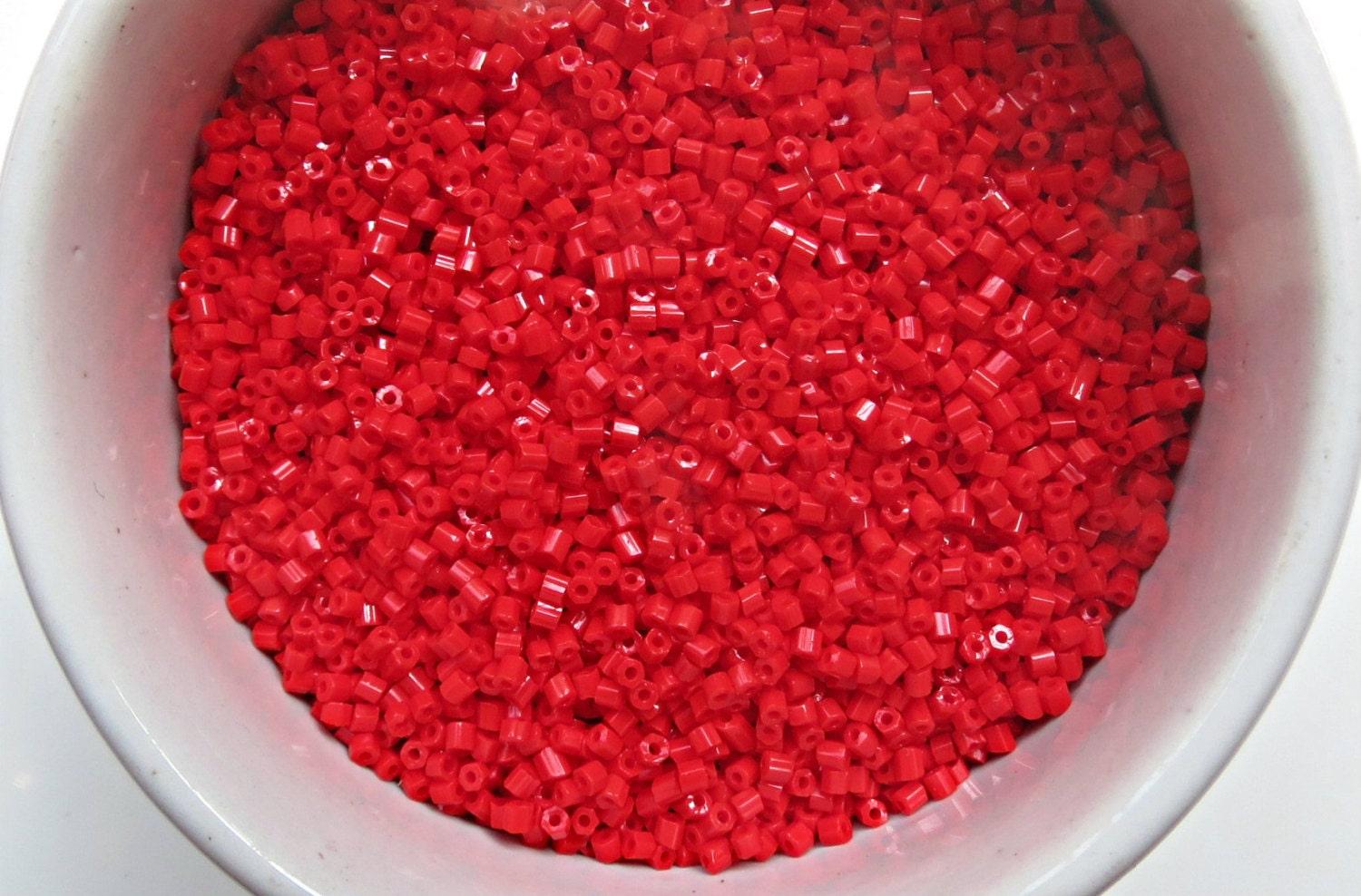11/0 2 Cuts Bright Red Opaque Seed Beads Vintage Czech Beads 50/100/500 Grams