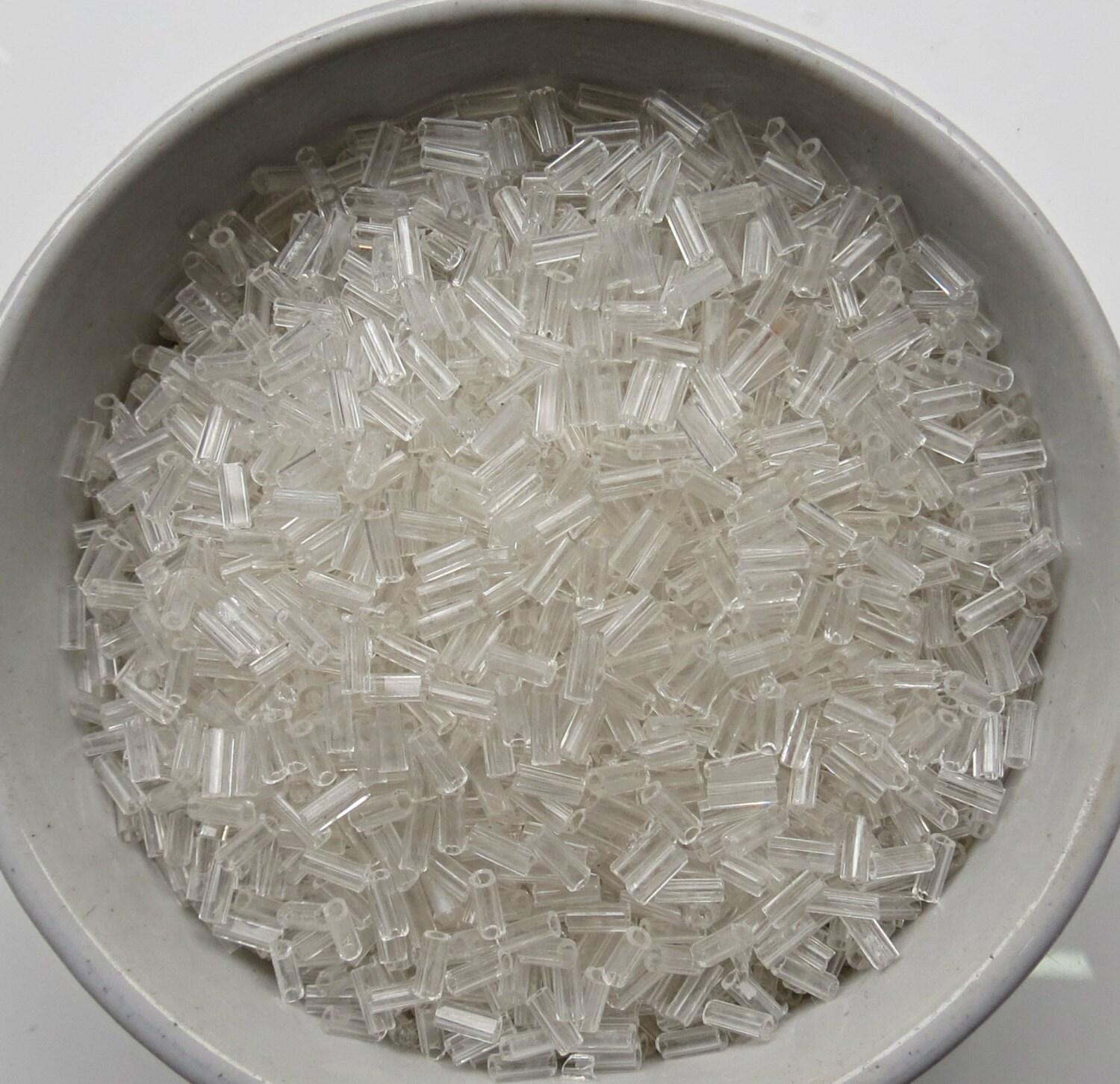 True Cuts Size 2 (2x4mm) Bugle Beads 5/10/20/50/250/500 Grams Crystal 00050 Preciosa Ornella loose tube beads, embroidery materials