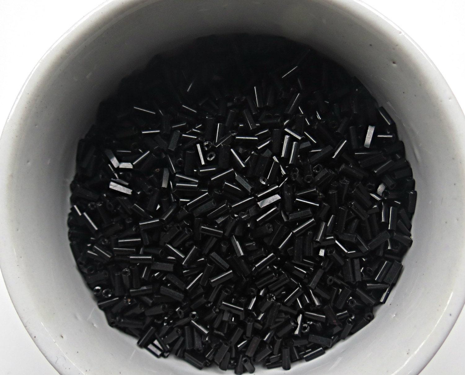 True Cuts Size 2 (2x4mm) Bugle Beads 5/10/20/50/250/500 Grams Jet Black 23980 Preciosa Ornella loose tube beads, embroidery materials, craft