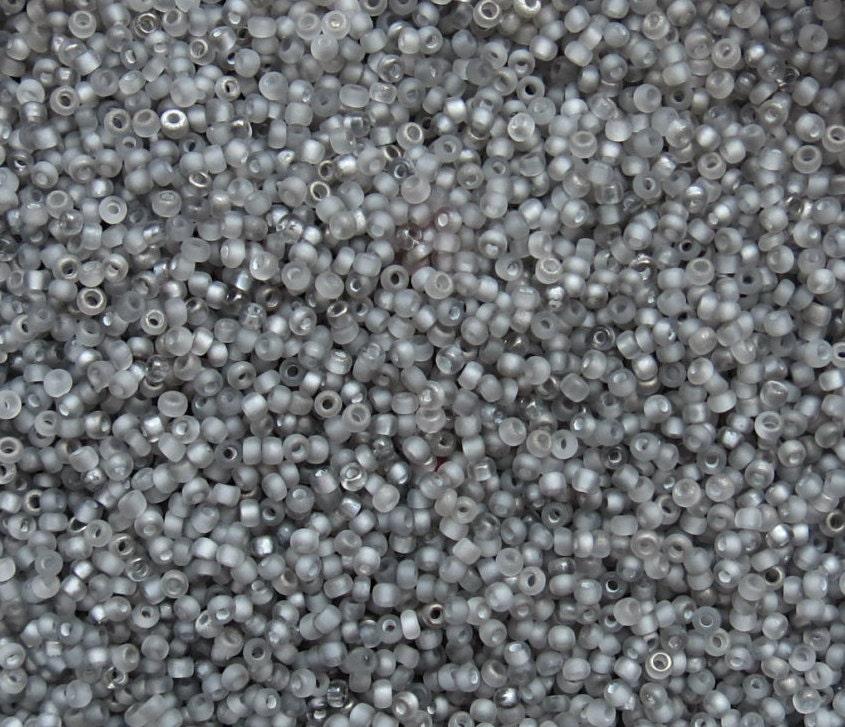 13/0 Seed Beads Crystal Frosted Gunmetal 1.6 MM 20/50/100/200/500 Grams glass beads, jewelry supply, vintage findings, craft supply